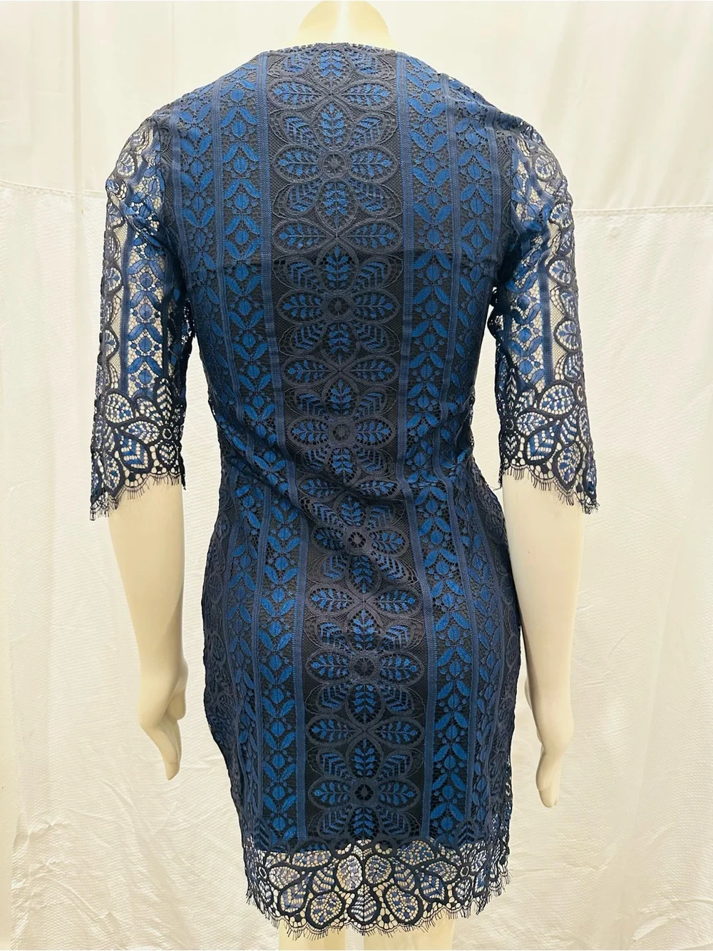 For Love & Lemons Lyla Royal Blue Lace V-Neck Cocktail Dress